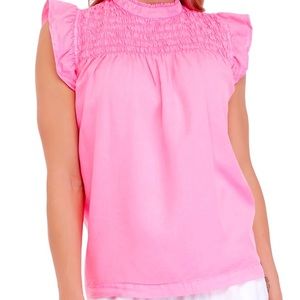 Crown & Ivy Women's Flutter Sleeve Smock Yoke Top